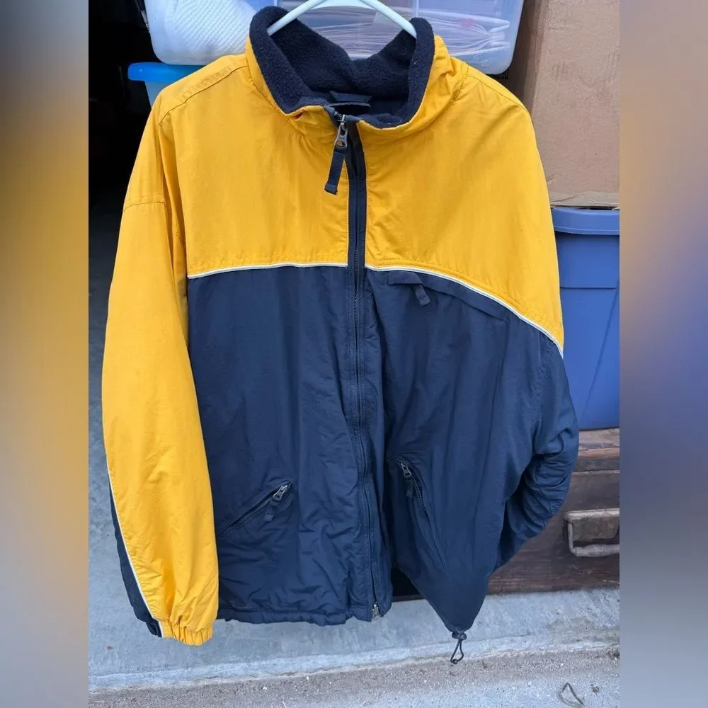 SONOMA BRAND MENS YELLOW NAVY BLUE winter coat WEATHERPROOF JACKET extra large